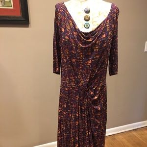 BODEN draped multicolored midi dress 10l